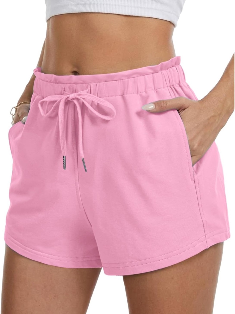 Pink Women's Drawstring Lounge Shorts